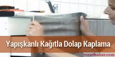 Yapışkanlı folyo ile dolap kaplama Yapışkanlı folyo ile dolap kaplama